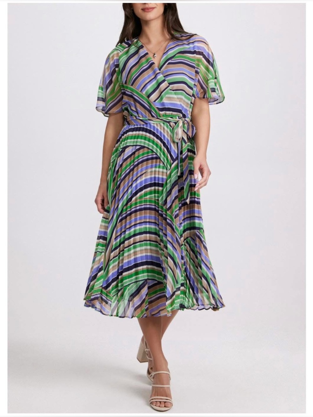 Sandra Darren Faux-Wrap Midi Dress Size 8